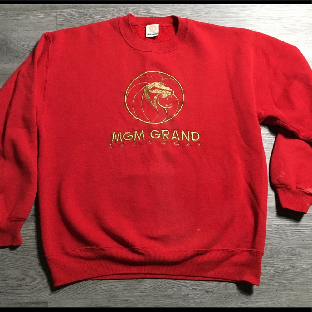 Vintage 1993 MGM GRAND Las Vegas Sweater Lion LARG